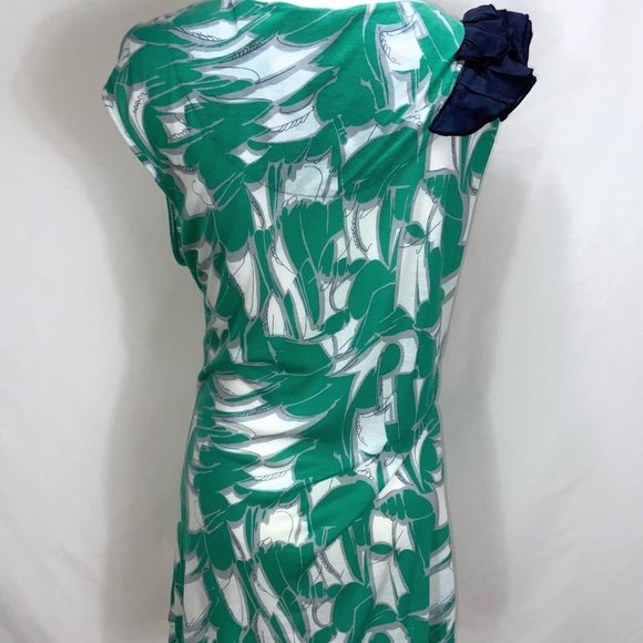 Anthropologie Little Yellow Button Ruched Side Ruffle Print Long Knit Top Tee - Picture 4 of 11